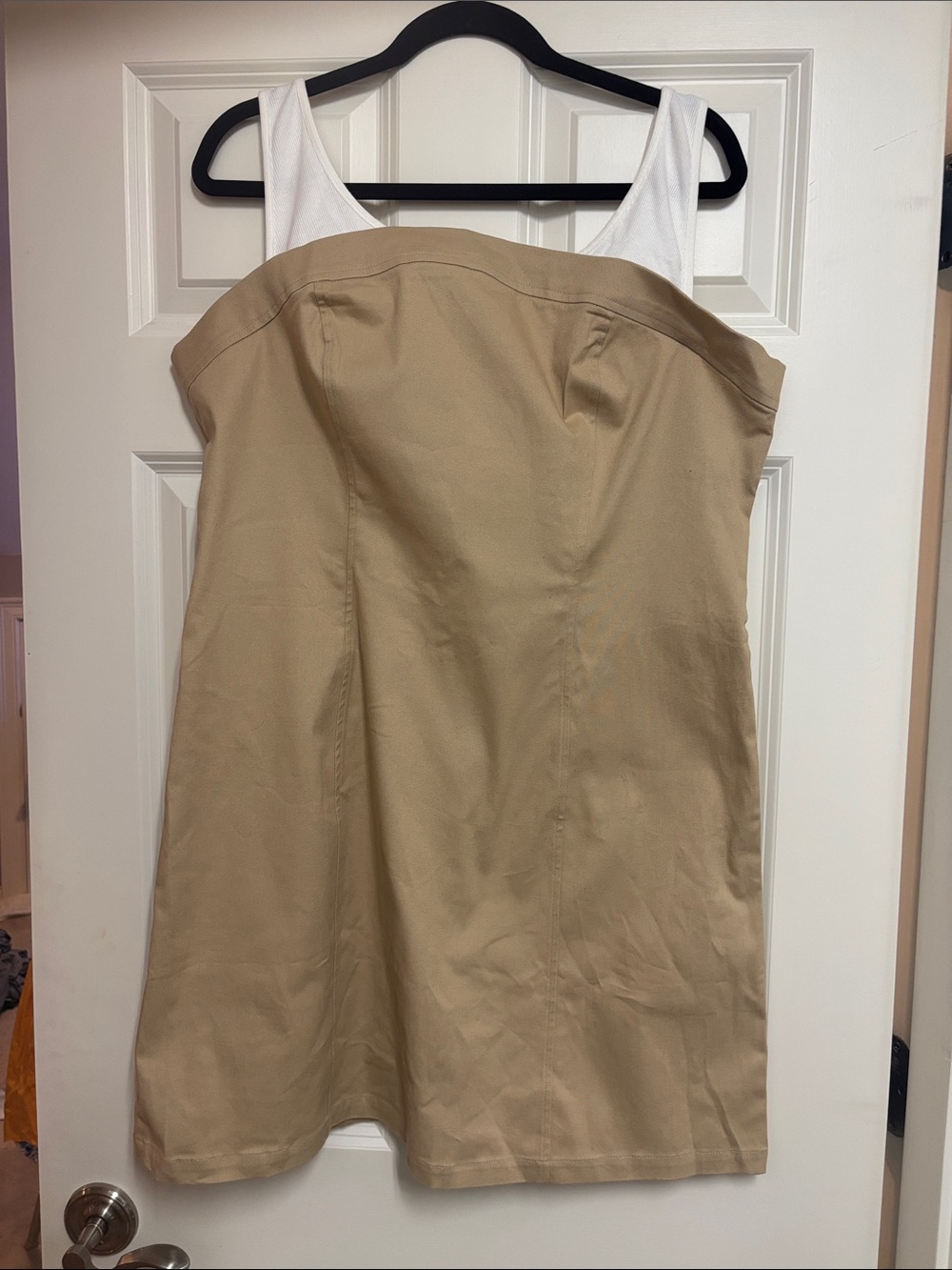 NWT Maeve Anthropologie Beige Strapless look with faux tank top Dress